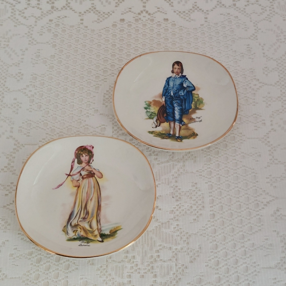 Pink and Blue Boy Trinket Dishes - 5 inch Wall Plates